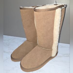 Bearpaw Womens Brown Suede Faux Fur (Wool) Trimmed Lined Boots Sz 9